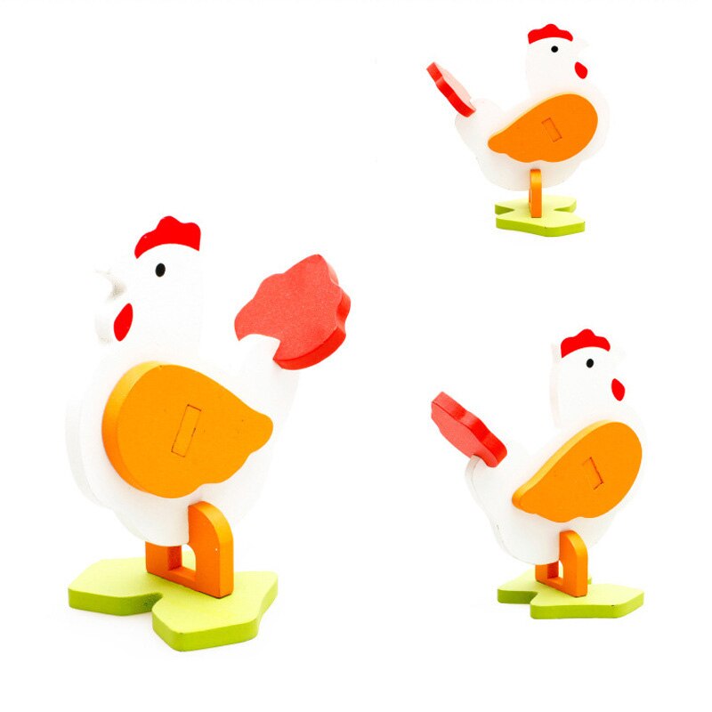 Giocattoli per bambini Puzzle 3D in legno cartone animato modello animale blocchi per bambini giocattoli educativi precoci per giochi per bambini: Rooster