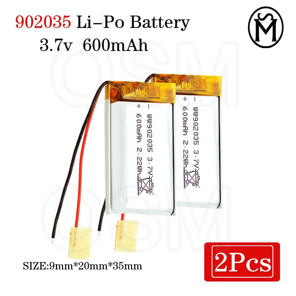 OSM 1oder2oder4 stücke Li-Po Batterie Modell 902035 600-mah langlebige 500 mal geeignet für Elektronische produkte und Digitale produkte: 2pc