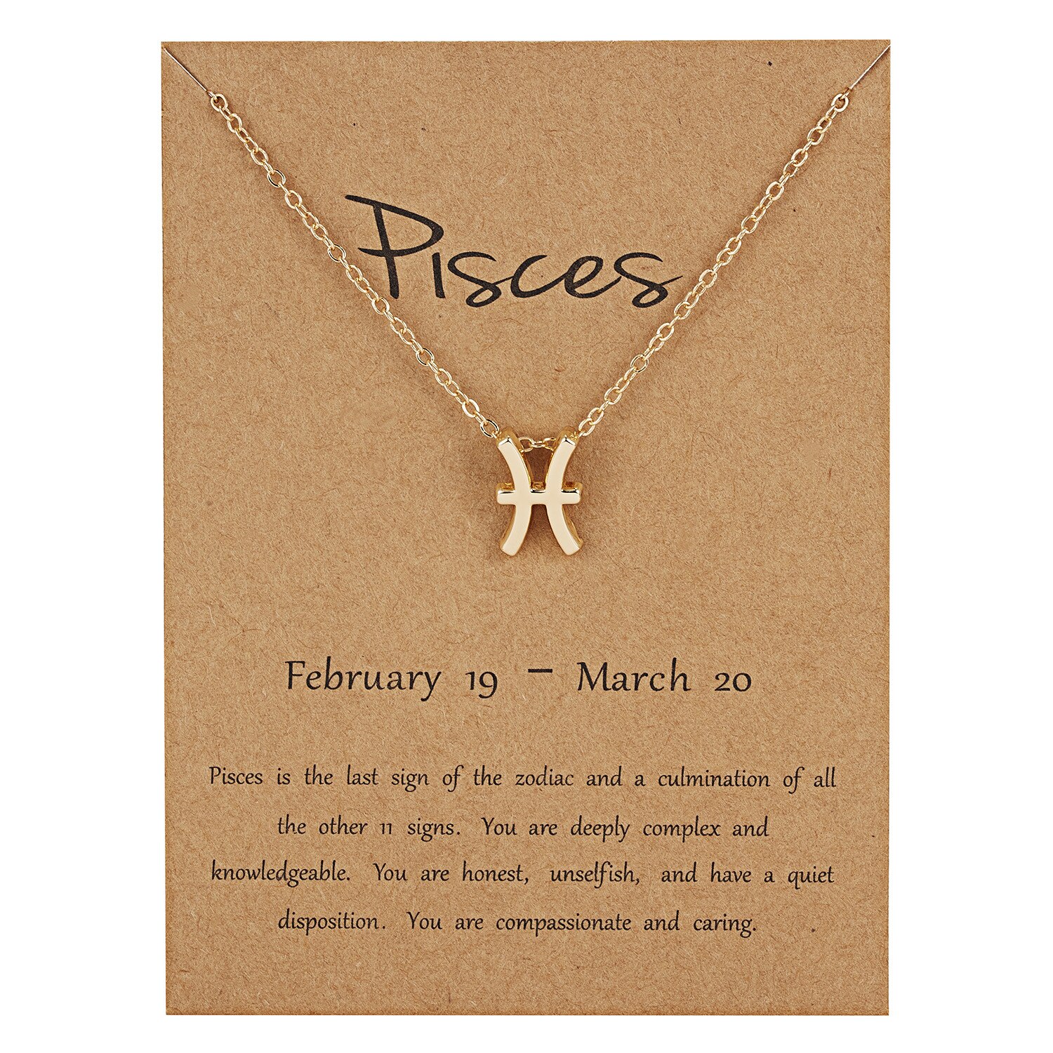 12 Constellation Pendant Gold Necklace Jewelry Choker Necklace Zodiac Sign Charm Necklace Birthday Wish Card for Women Girl: Pisces