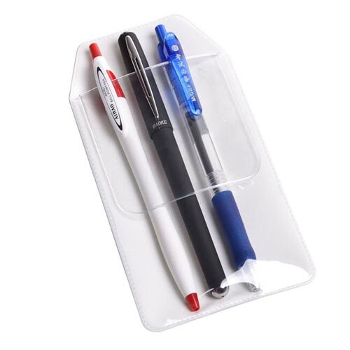 Xrhyy 12 stk vælg skjortelomme pvc heavy duty pen pointer kort note badge beskytter hold til skole hospital kontorartikler: Hvid-klar
