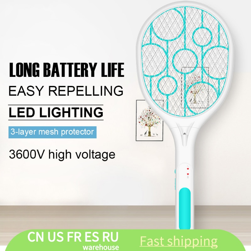 1 stk sommer trådløs batteri strøm elektrisk flue mygg smekker bug zapper racket insekter killer hjem bug zappere
