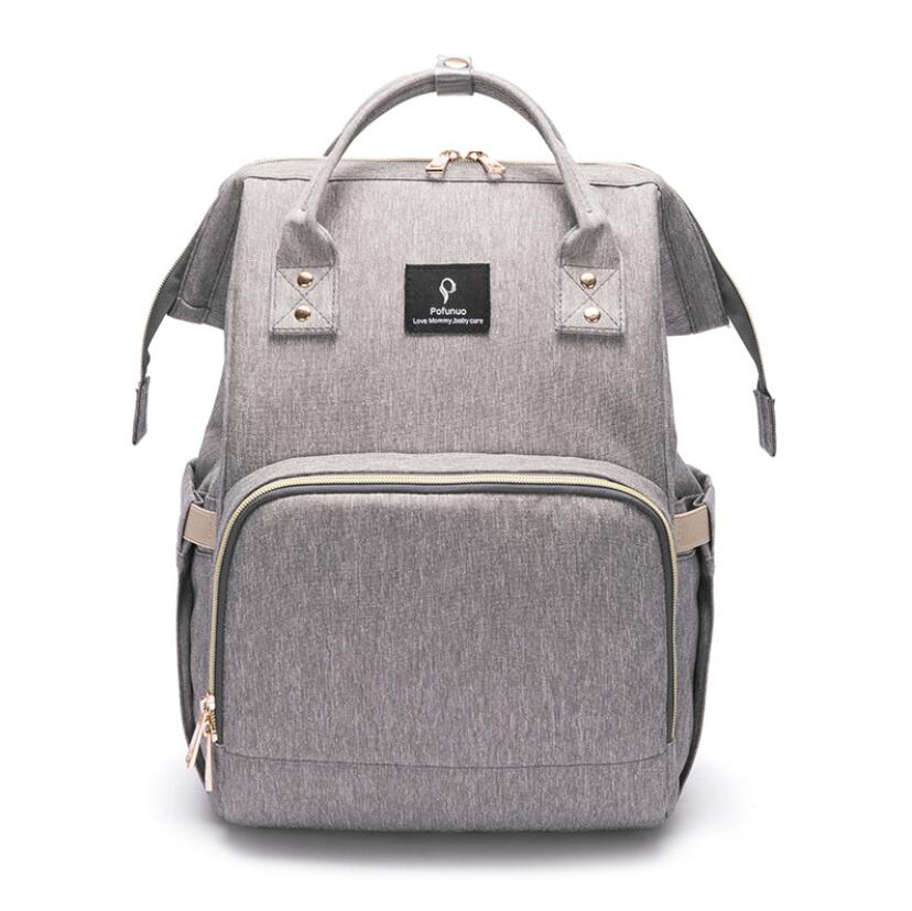 Pofunuo USB sac à dos à couches grande capacité sac de voyage sac à main d'allaitement imperméable à l'eau Nappy sac Kits momie maternité sac à dos: Light Grey
