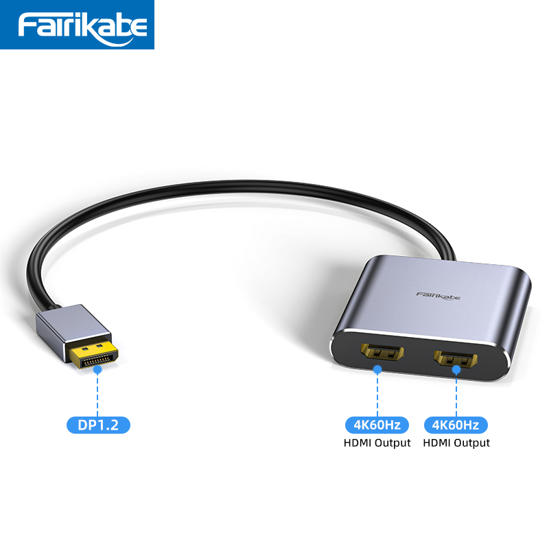 Displayport do podwójnego koncentratora HDMI Podwójny adapter wyjścia monitora 4K60Hz Rozdzielacz DP na 2HDMI Rozgałęźnik MST dla Windows Stacja dokująca DP1.2 Displayport to Dual HDMI Hub Dual 4K60Hz Output Adapter: Default Title