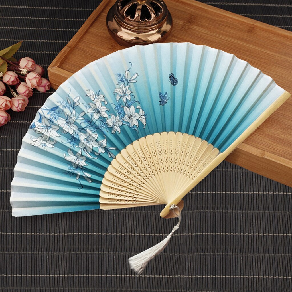 Handheld Fans Folding Fans Bamboo Fans Women's Hollowed Bamboo Hand Holding Summer Held Fan Home Improvement #30: B