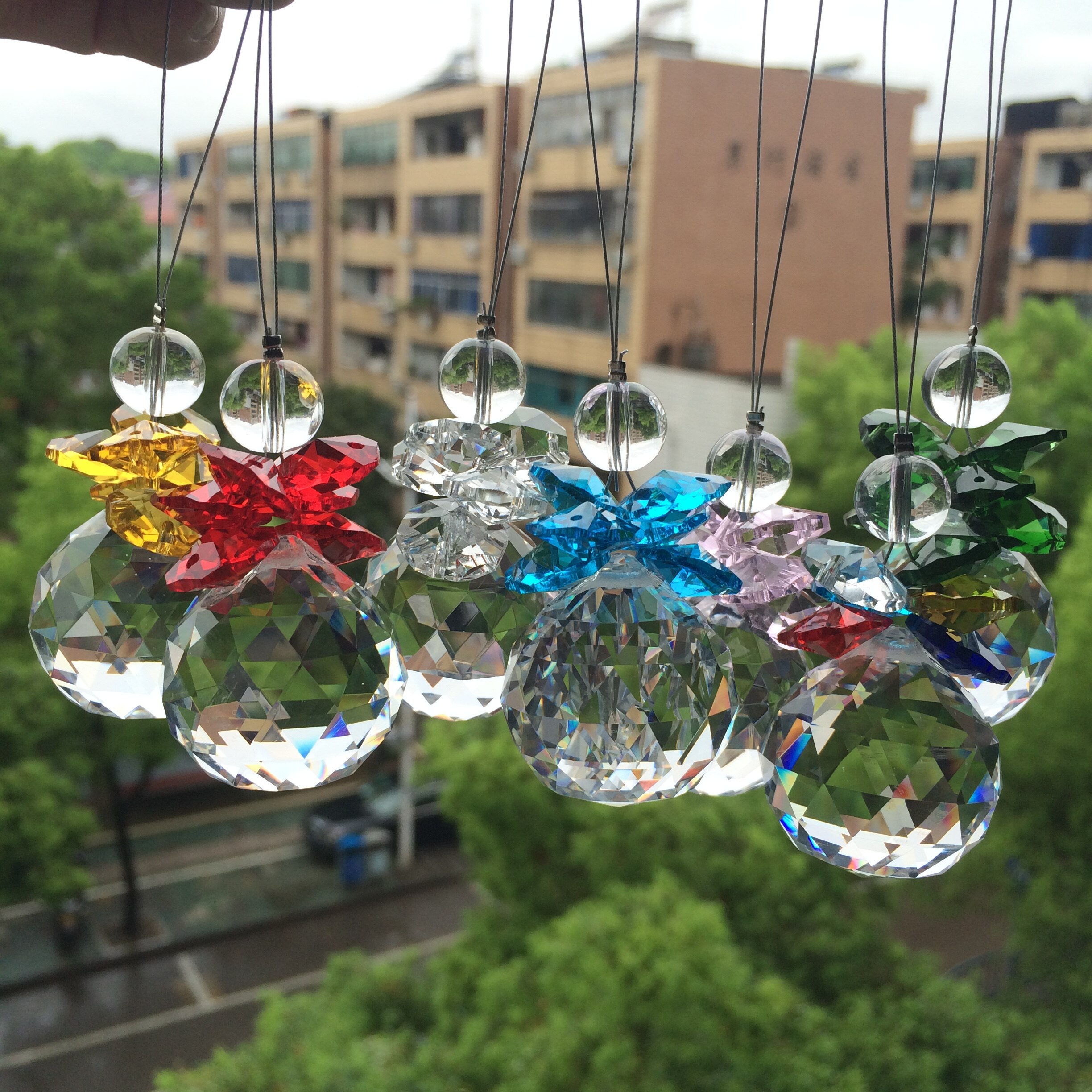 Beautiful Crystal Glass Suncatcher Faceted Ball+Gl... - Vicedeal