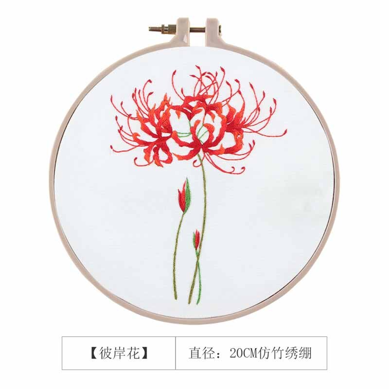 Handmade Chinese Flower Embroidery Kit with Hoop Needlework Cross Stitch Swing Meet Sets Art Handcraft Painting Wall Decor: 3