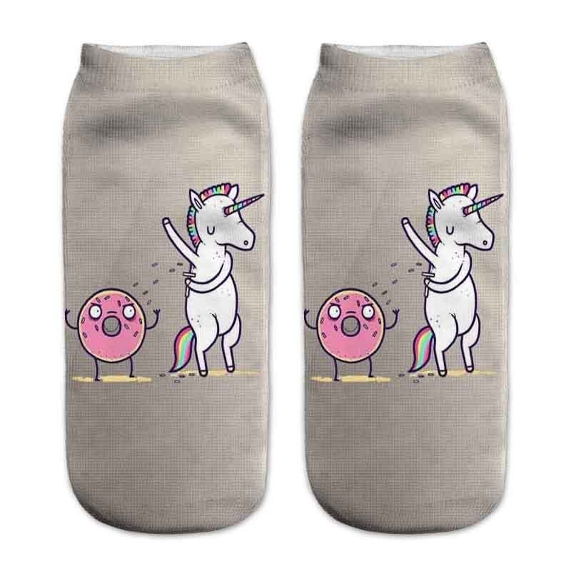 Impression 3D licorne femmes chaussettes printemps été filles chaussettes courtes adulte femme enceinte cheville chaussettes Sokken Meias: color19