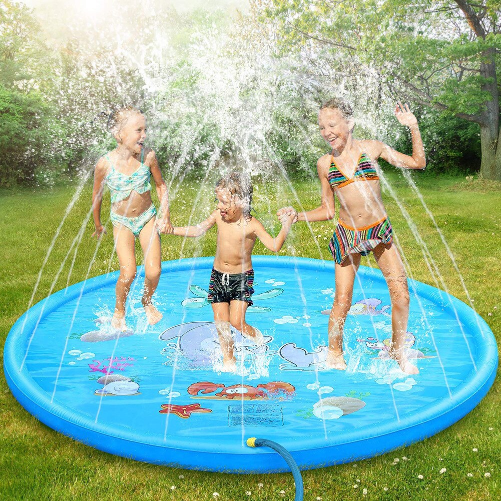 Tappetino per spruzzo d&#39;acqua per bambini giocattoli da esterno per bambini Dolphin Shark Sport Mat Dinosaur Rainbow Water Spray Mat giocattoli divertenti estivi