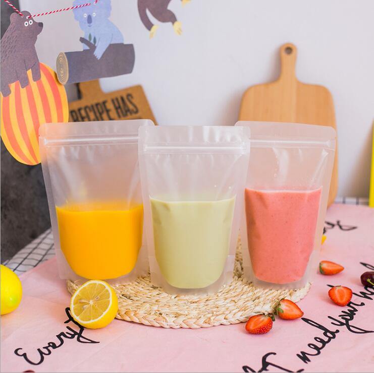 50pcs/lot Self- supporting Plastic Drink Packaging Bag Pouch for Beverage Water Juice Coffee 400ml 500ml 600ml