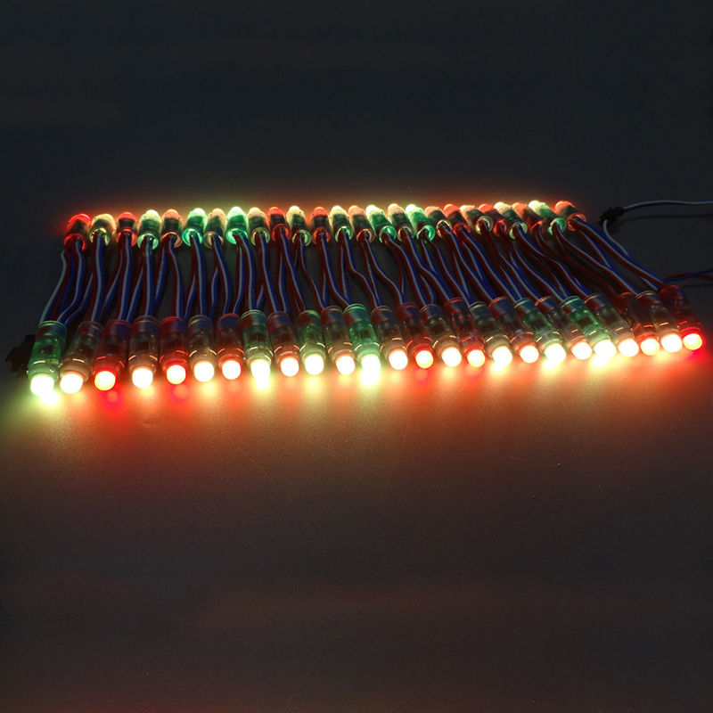 50 st/lot  dc 5v 12mm ws2811 ic led modul lampor  ip68 rgb digital led pixel modul string lampor för billboard elektronisk skärm