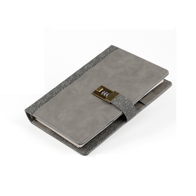 Diary A5 Binder Notebook with Lock Spiral Journal Rings Notepad Sketchbook Line Agenda Planner Stationery Organizer Note Book: Grey