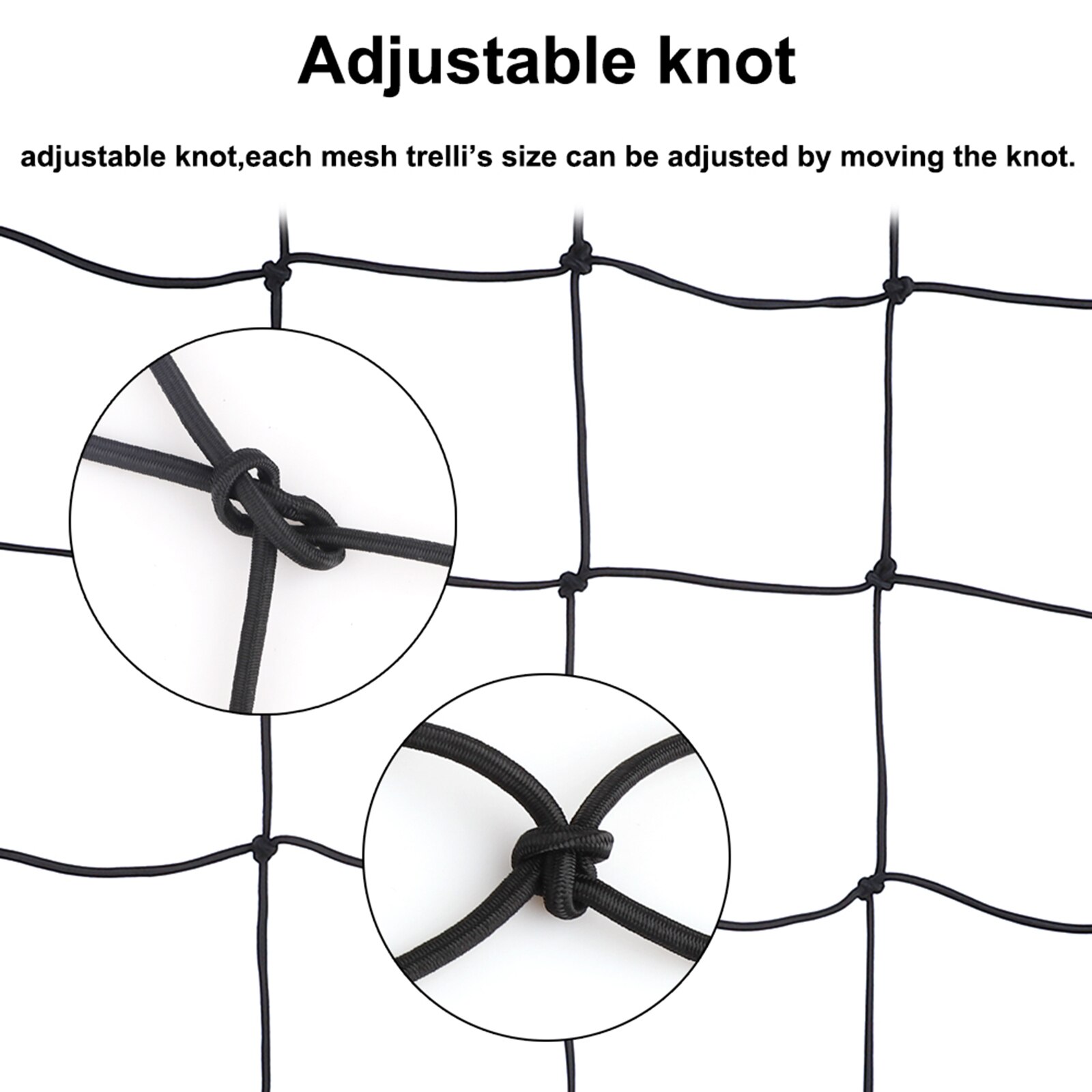 Cultiver des tentes filets de croissance des plantes 1 pièces durables 15x15cm avec 4 crochets outils de jardin multifonction Nylon noir extensible treillis filet