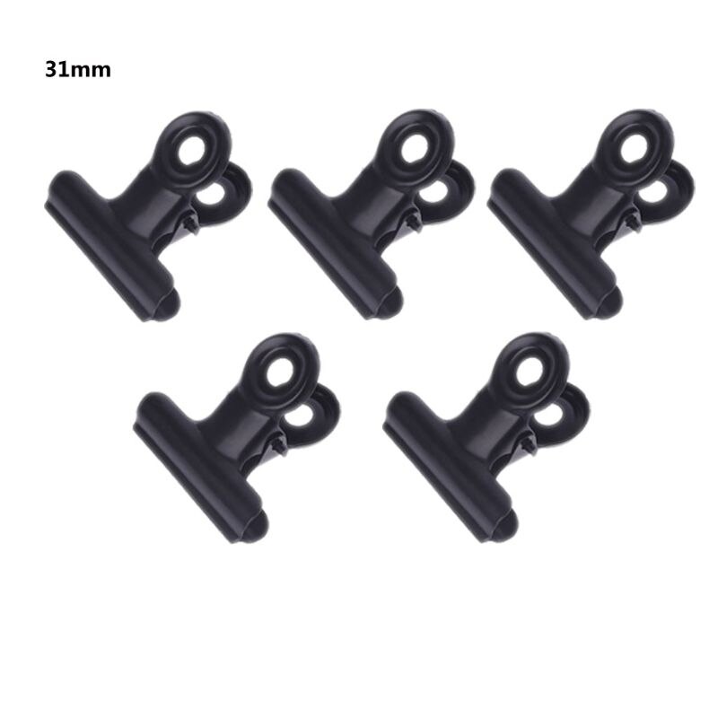5 Pcs Bulldog Letter Clips Stainless Steel Black Metal Paper File Binder Clip Stationary Office Supplies: 31mm