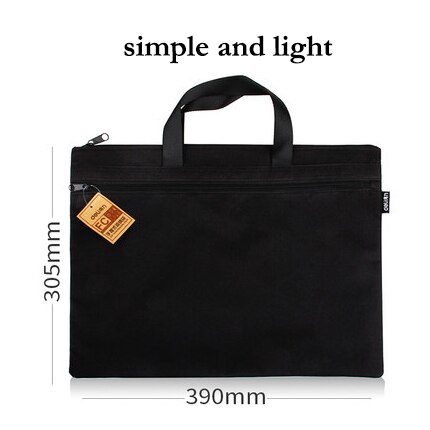 Deli 1pcs portable file bag A4 data storage bag zipper briefcase canvas multi layer business bag file bag: 5840 black