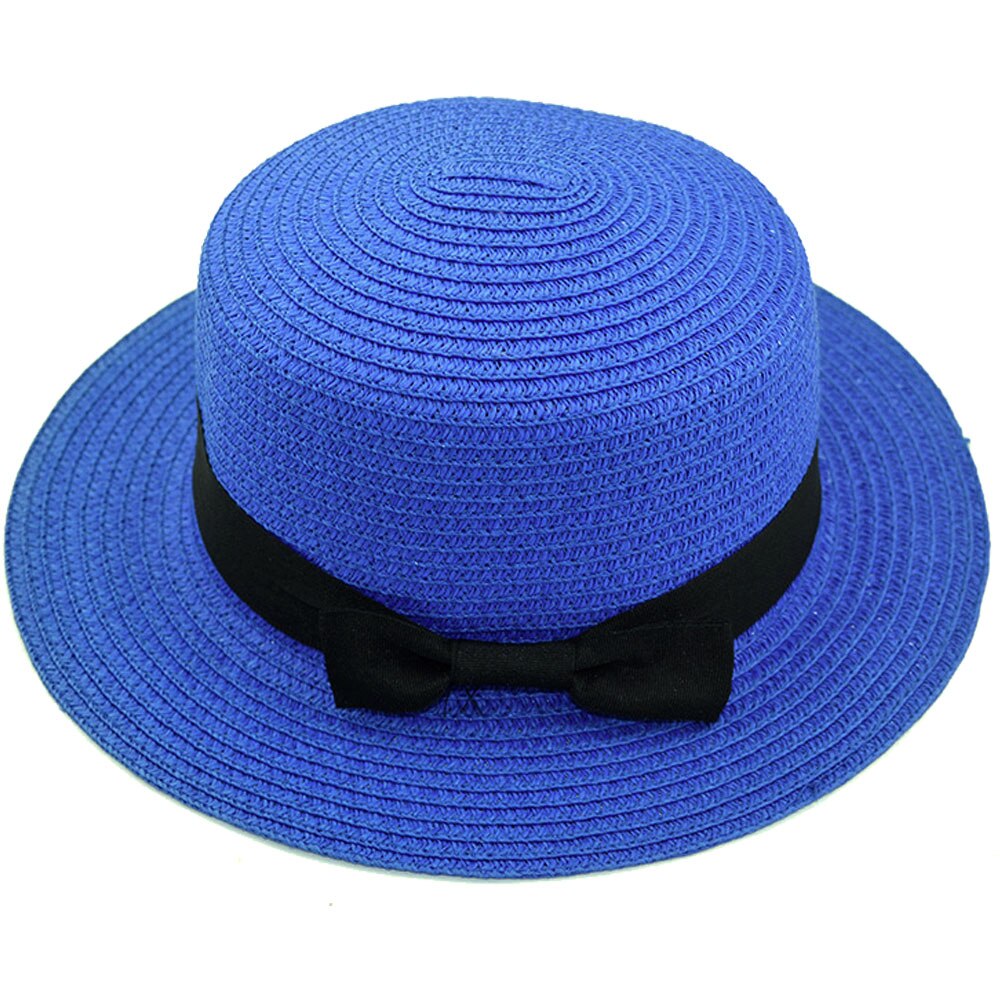 Betoverende opvouwbare unisex strik ronde platte rand strohoed zomer strandpet