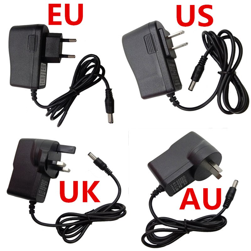 Paras universaali  ac 100-240v us eu uk au pistoke  dc 12v 600ma virtalähdesovitin 5.5mm*2.5mm yleisvirtasovitin