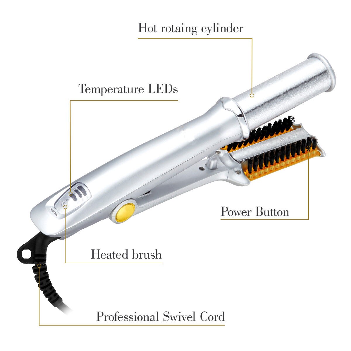 Fer à lisser et boucler 2 en 1, outil de coiffure, plat avec brosse