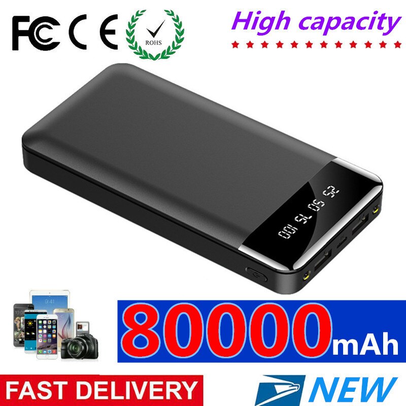 80000mah large capacity power bank portable digital display external battery charger power bank suitable for Xiaomi IPhone
