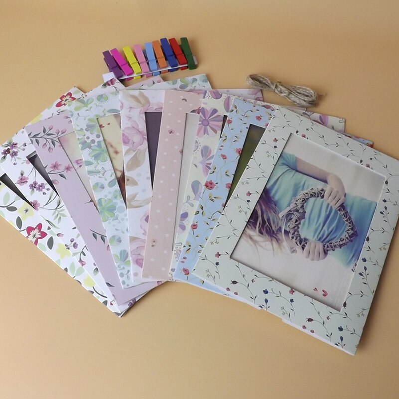 6 Inch 100 Pages Pocket Inserts Plastic Kraft Paper Album Children Baby Photo Album Picture Storage Frame: 9pcs a set
