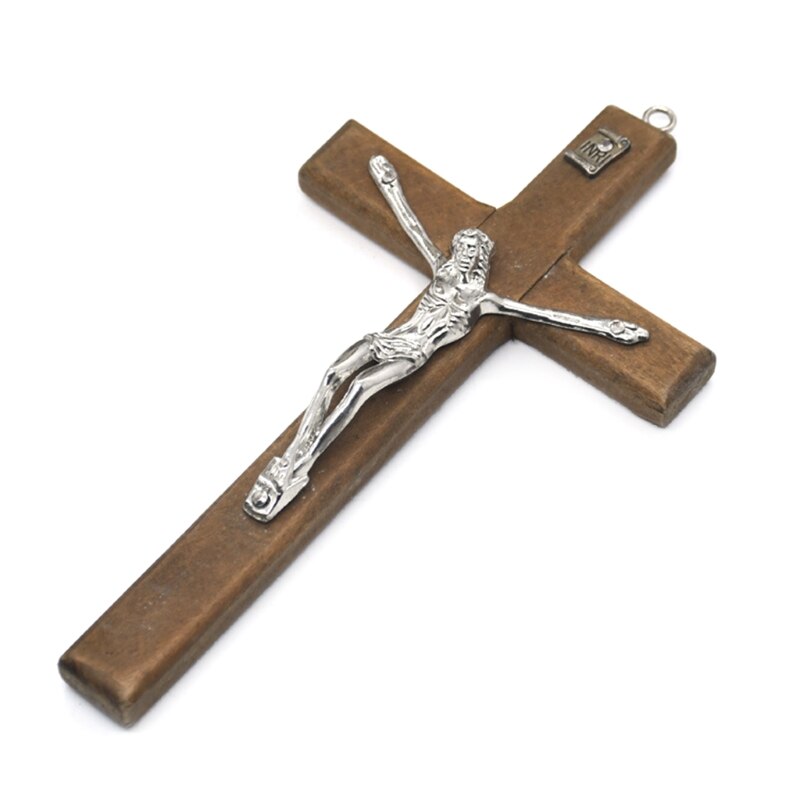 Houten Jesus Cross Hanger Christus Lijden Standbeeld Kruis Religieuze Gebed Jezus Decoratie Religieuze Gebed Hand Houden