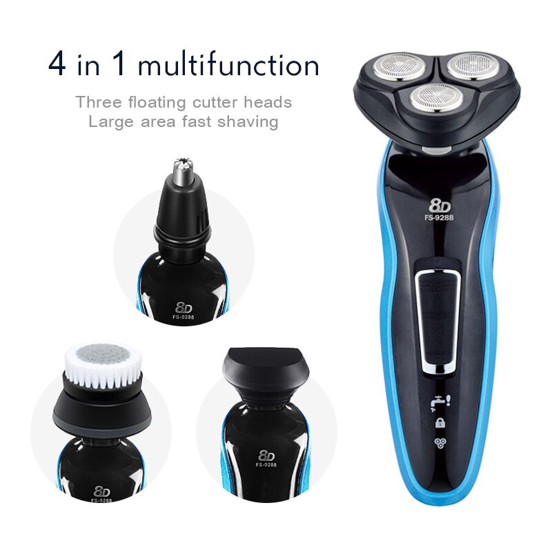 Rechargeable Electric Shaver Wet-Dry Dual Use for Men Beard Trimmer Floating Blade Washable Electric Razor Shaving Machine F35