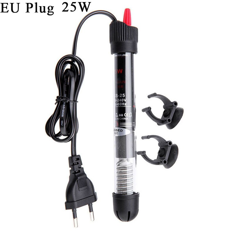 Calentador de agua automático para acuario Barra de calentamiento de temperatura, sumergible, 25W/50W/100W/200W/300W, enchufe europeo: EU 25W 18cm