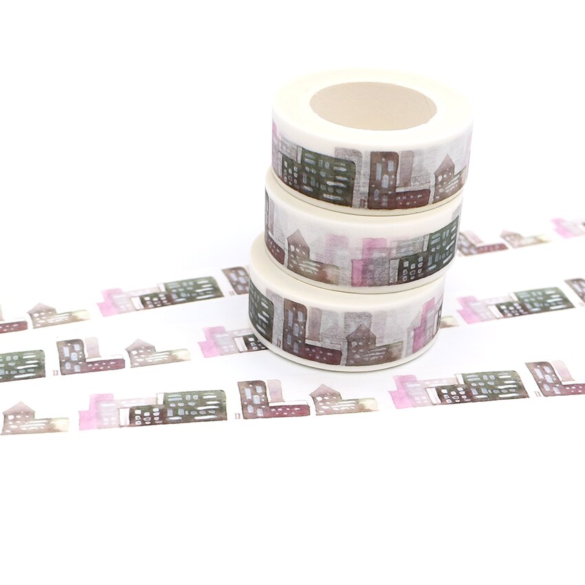 10m*15mm Hand-Painted Pattern Washi Tape Decorative Sticky Paper Masking Tape Self Adhesive Tape Scrapbook Tape 1 PCS