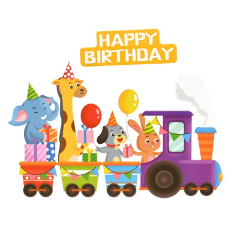 Cartoon Animals Cake Toppers Little Ballon Happy Birthday Cake Decor Happy Birthday Party Decor Kids Boys 1st Birthday Decor