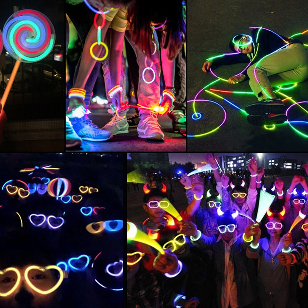 100 stücke Party Fluoreszenz Licht Leucht Stöcke Halsketten Neon- Für Hochzeit Partei Helle Bunte glühen Stöcke Weihnachten Spielzeug