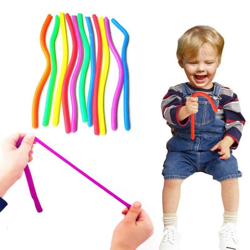 Tpr bløde nudler elastisk reb legetøj stretch udstødning farve ventil træk reb dekompression legetøj farve tilfældig
