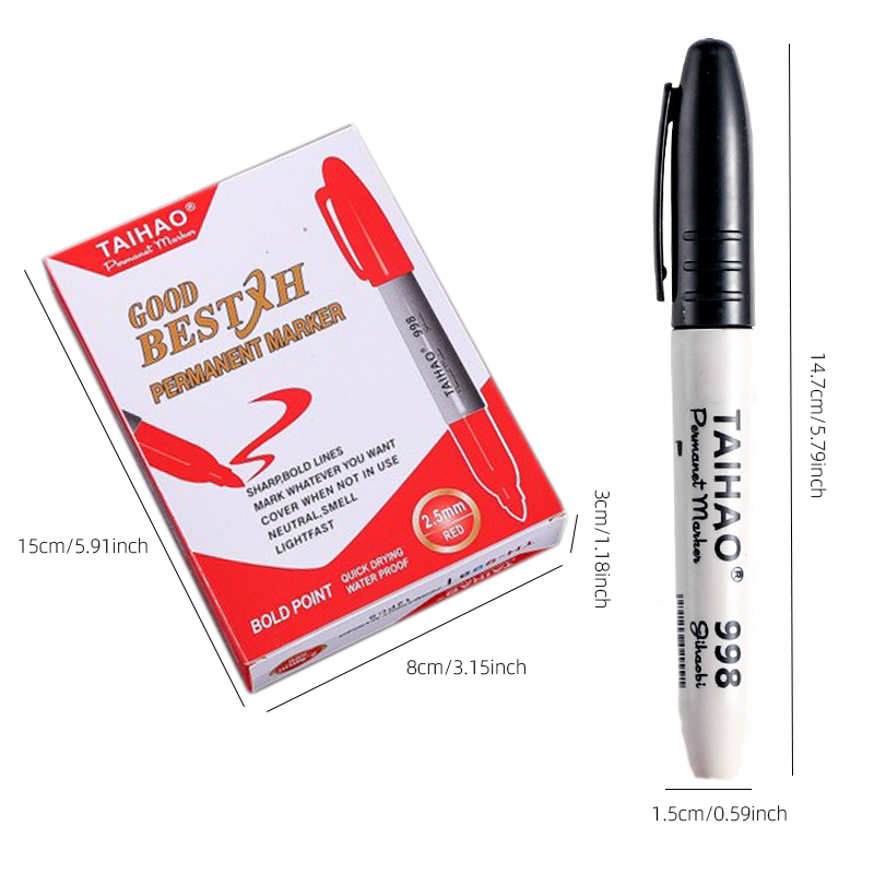 TAIHAO998 Marker Stift Rot Blau Schwarz Marker Stift Öl Schnell trocknend Großen Kopf Stift Lichtecht Farbe Stift Student büro Schreibwaren