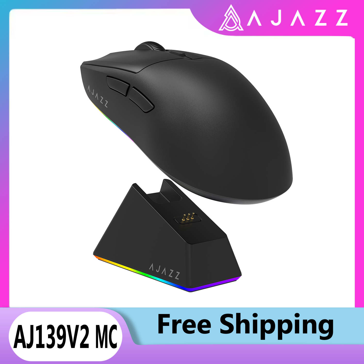 AJAZZ AJ139 V2 MC Wireless Gamer Mouse with Dock PAW3311 Gaming Sensor 12000DPI Max Tri-mode Connect Mice for Laptop PC