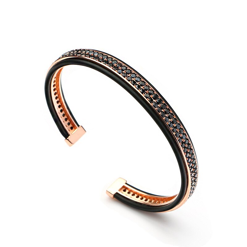 Luxe Zirconia Steen Vergulde Mannen Bangle Armband Mannen Sieraden: Rose gold