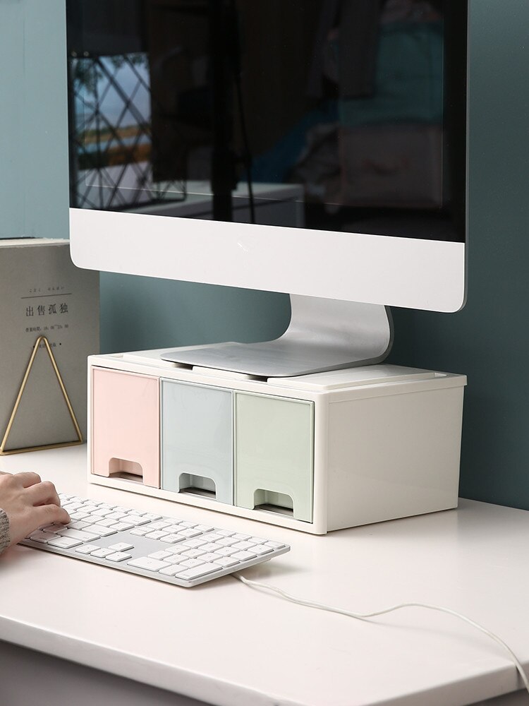 Plastic Office Laptop Computer Monitor Stand Neck Protection Desktop Monitor Riser Desk Supplies Desktop Organizer