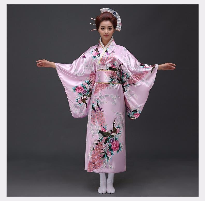 Japanske kvinders originale yukata-kjole traditionel kimono med obi-præstationsdansdragter i en størrelse: Stil 5