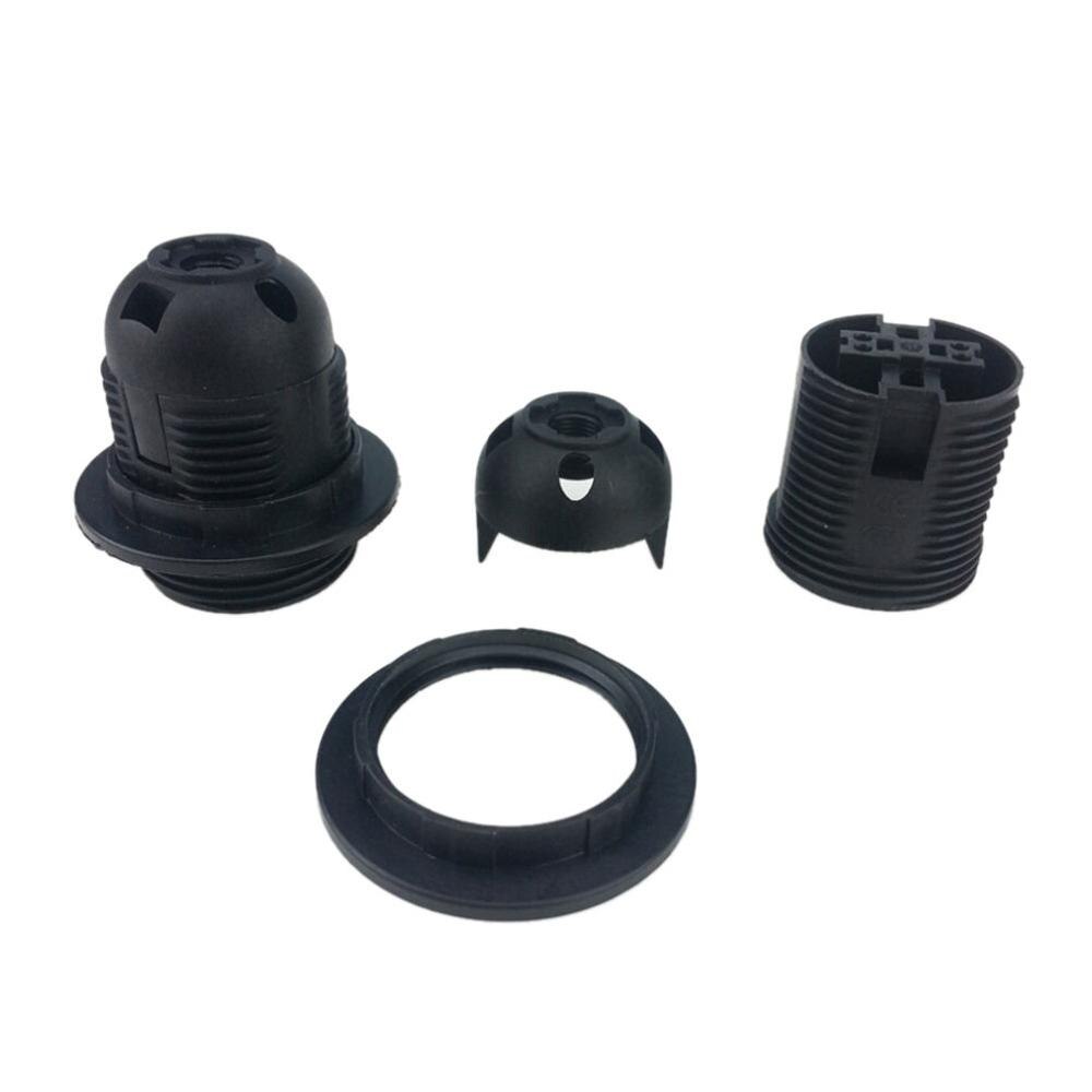 1 Pc 250V 4A E27 Gloeilamp Base Plastic Volledige Schroef Lamphouder Hanger Socket Lampenkap Ring Voor E27 gloeilamp Wit Zwart: Black