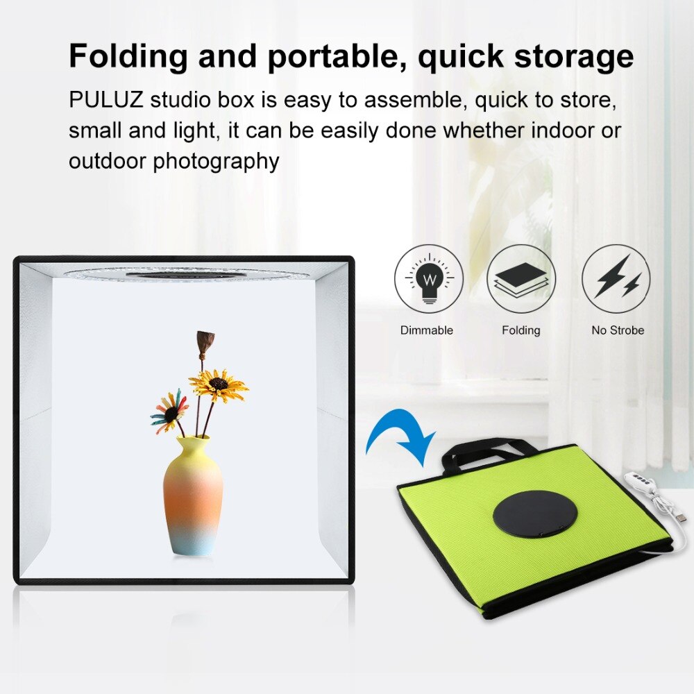 Puluz Fotostudio Doos Opvouwbare Fotografie Studio Lichttafel Led Light Box Foto Schieten Tent Box Kit 6 Kleur Backdrops Softbox,Fotografie Studio Lightbox, 6 kleuren achtergronden Softbox, Photo Box Kit