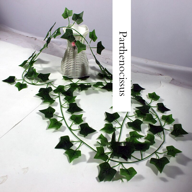 2.2-2.4M Kunstmatige Laat Guirlande Nep Groene Blad Klimop Wijnstok Kunstmatige Planten Muur Opknoping Garland Wedding Party Thuis tuin Decor