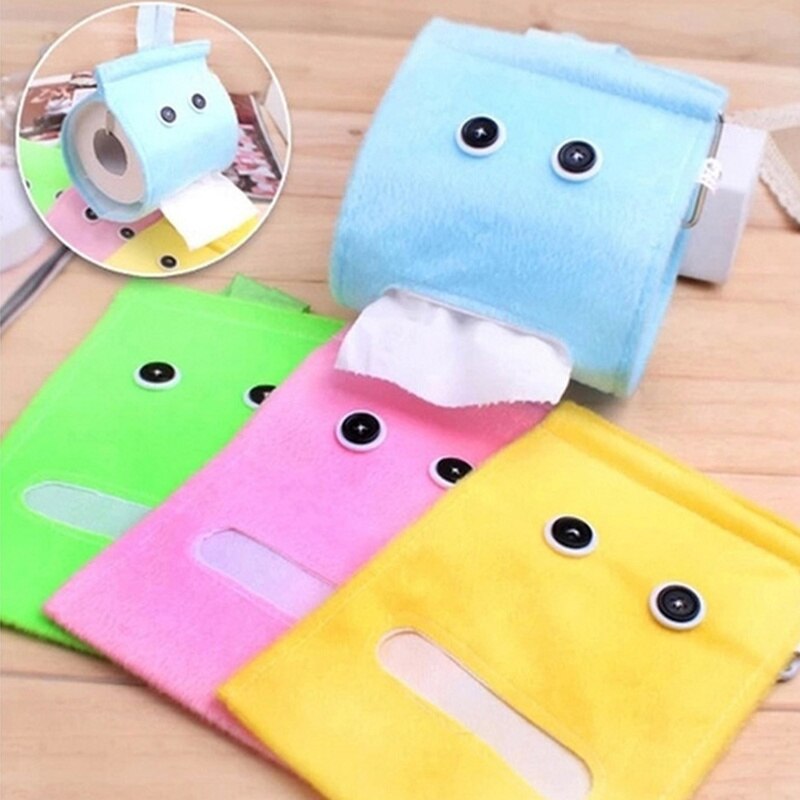 Cute Plush Cloth Tissue Box Case Holder Toilet Paper Cover Bathroom/office/car/restaurant Hanging Paper Towel Storage Container