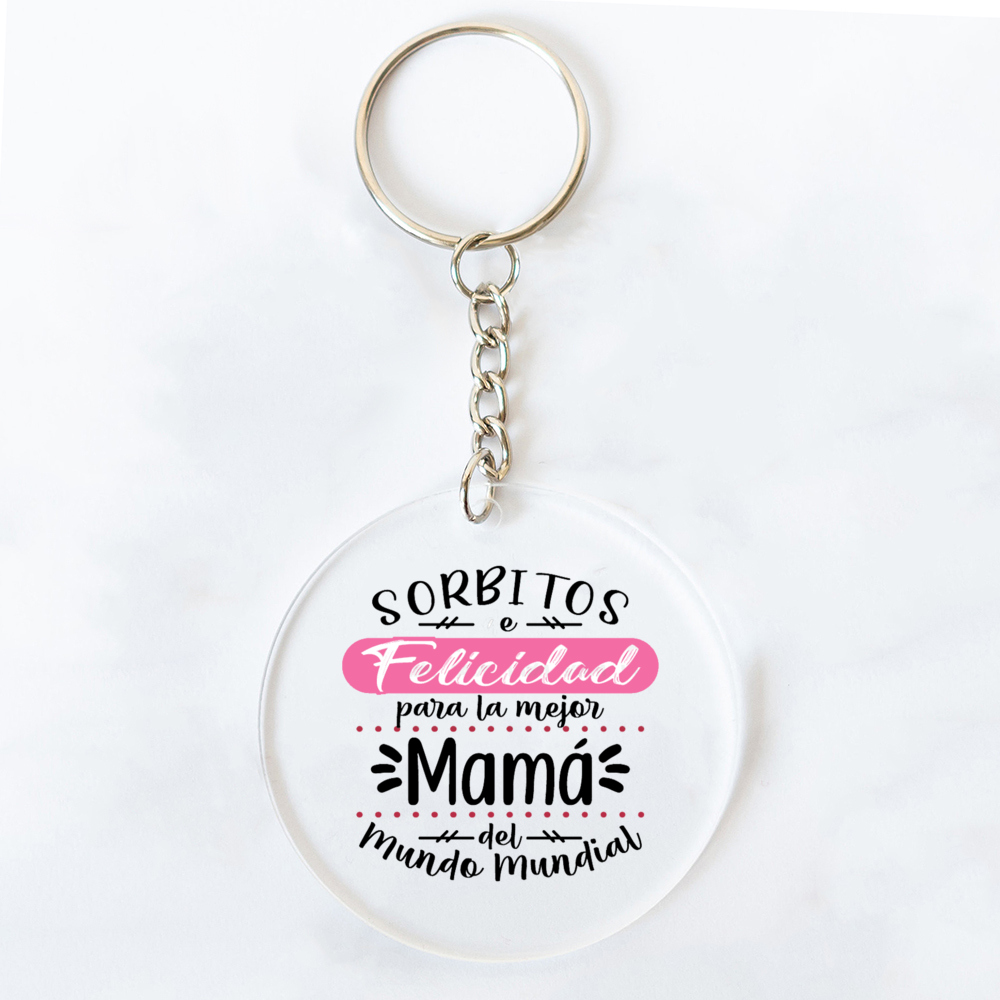 Best Mom in The World Spanish Printed Key Chains Keychain Acrylic Keyring Mama Key Ring Mother's Day Birthady for Mother: VIOLET/紫罗兰