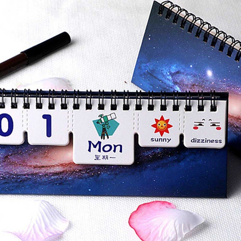 Cute Animal Starry Sky Desk Calendar Tearable Calendar Daily Table Planner School Office Supply