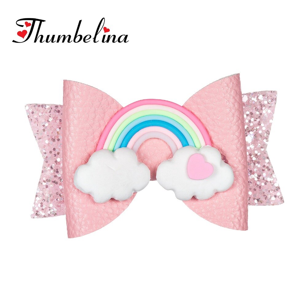 Thumbelina Regenboog Prinses Haarspelden Glitter Haarelastiekjes Met Clip Dance Party Boog Haar Clip Meisjes Haar Accessoires