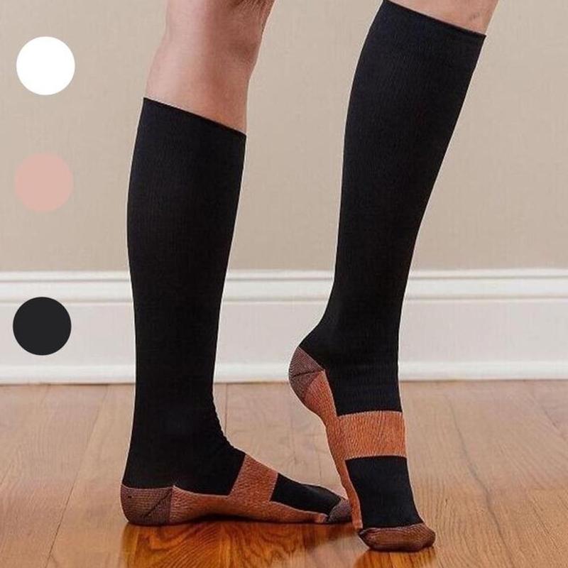cuivre infusé chaussettes de Compression 20-30mmHg gradué hommes femmes Patchwork chaussettes longues S-L