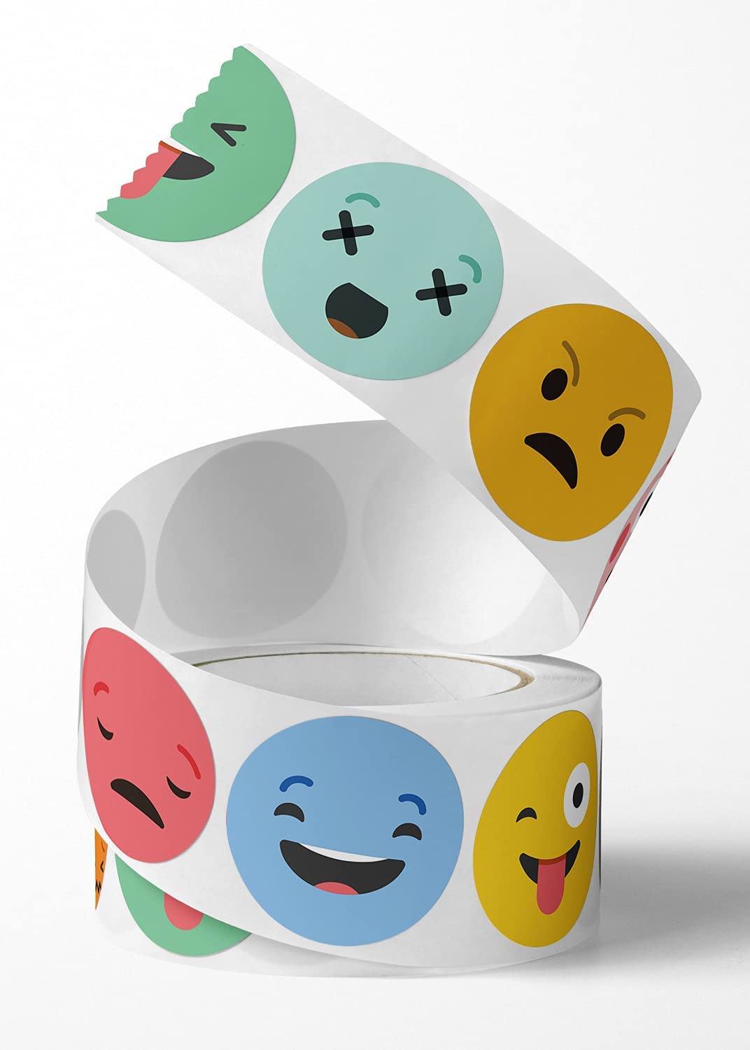 1roll Happy Face Stickers Circle Dots Stick Labels Multi Facial Expression Reward Sticker for Kids Teacher Parents School Class