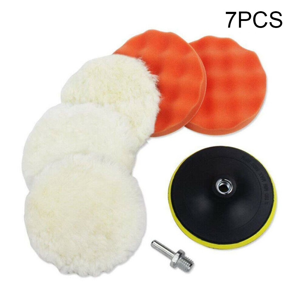 7Pcs 6in Polijsten Waxen Buffing Matten Spons Kit Voor Auto Polijstmachine Adapter 6-Inch Schroefdraad Boren Houtbewerking