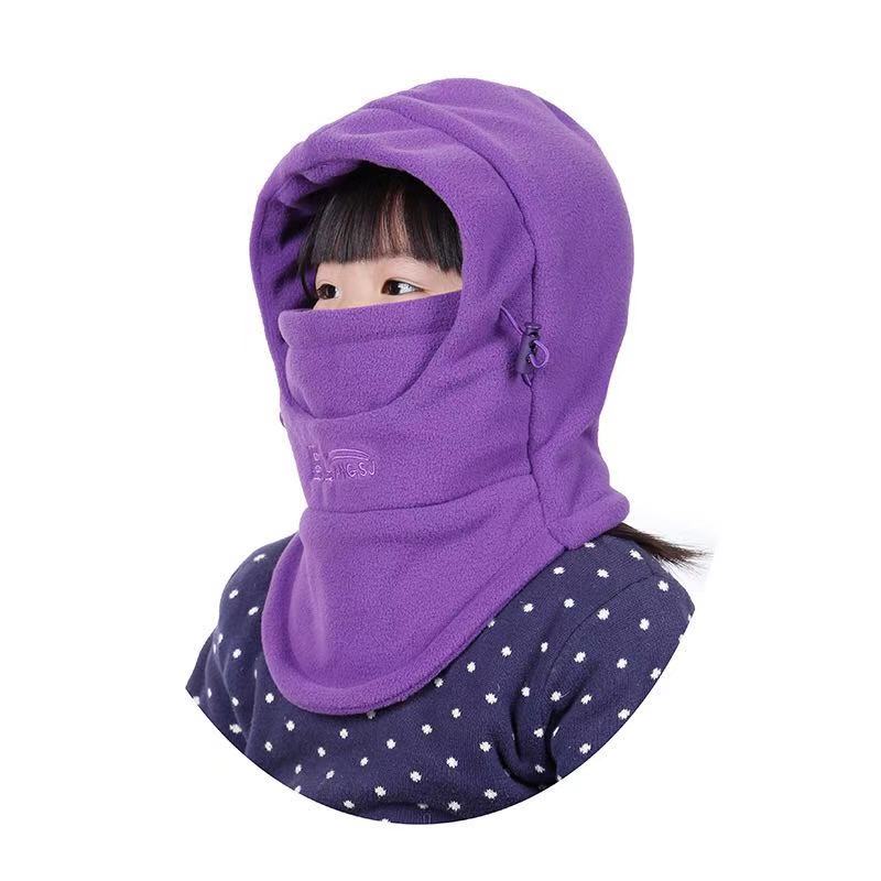 Hat winter children's bib hood double-thick thick cold warm hat children gril and boy go to school windproof cap