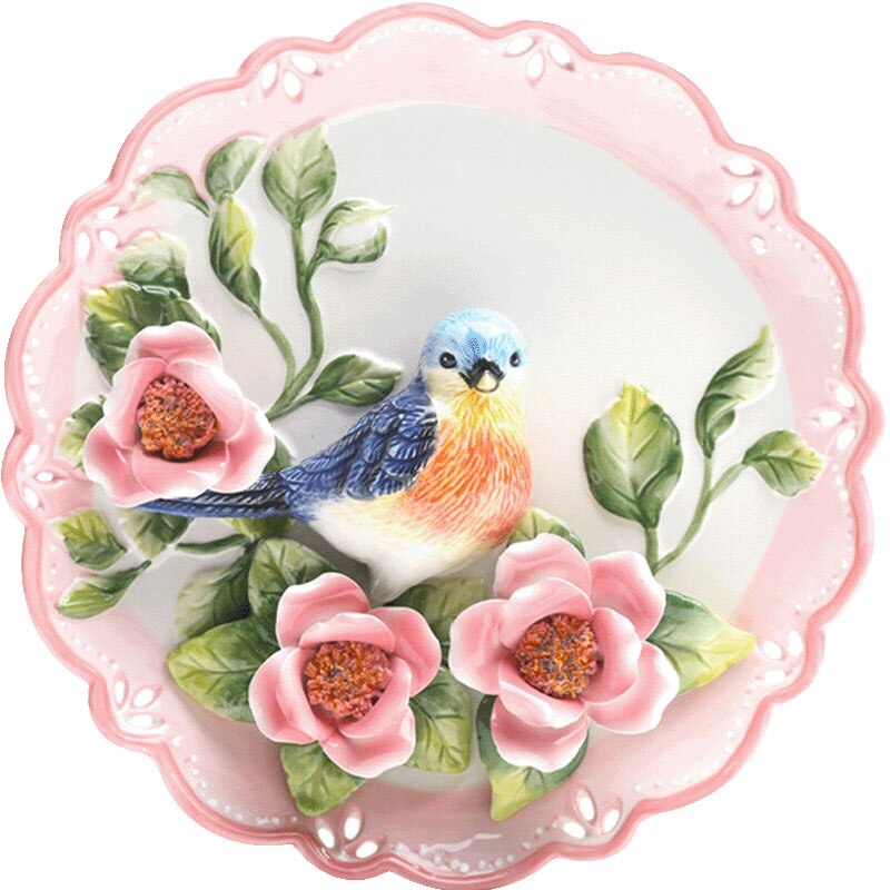 Assiette décorative Vintage 3D en forme d'oiseau, décoration murale suspendue, peinte à la main, en céramique, idée de pour la maison et le salon