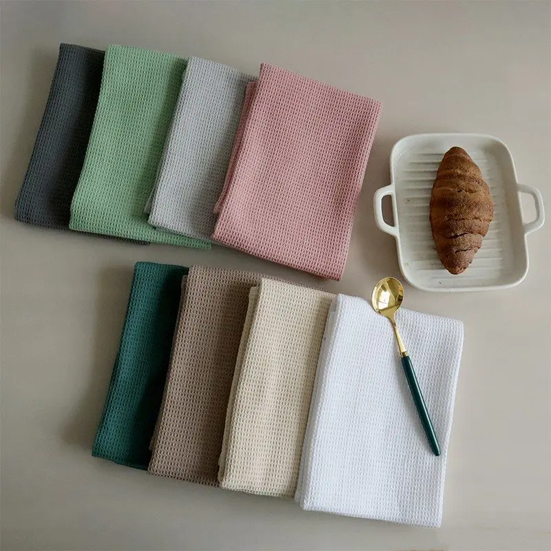 1/4PCS Cotton Waffle Weave Napkins, Absorbent Teatowel Dinner Table Reusable Towel,Kitchen Household Durable Cloth,17x25Inch