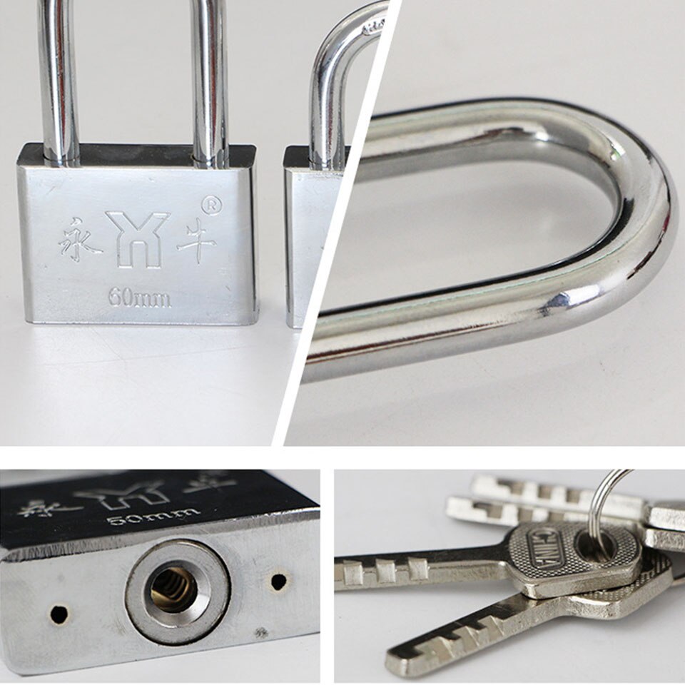 Stainless Steel Padlock Wolf Head Brass Lock Small Locks Door Locks 20mm 25mm 30mm 40mm Not Rust Lock Core Include 3 keys
