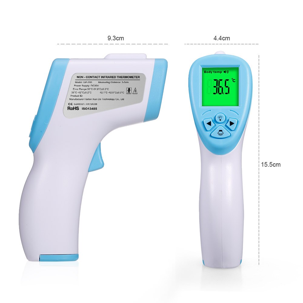 Voorhoofdthermometer contactloze thermometer infrarood digitale lcd-thermometer lichaamstemperatuur objecttemperatuur voor baby's en volwassenen